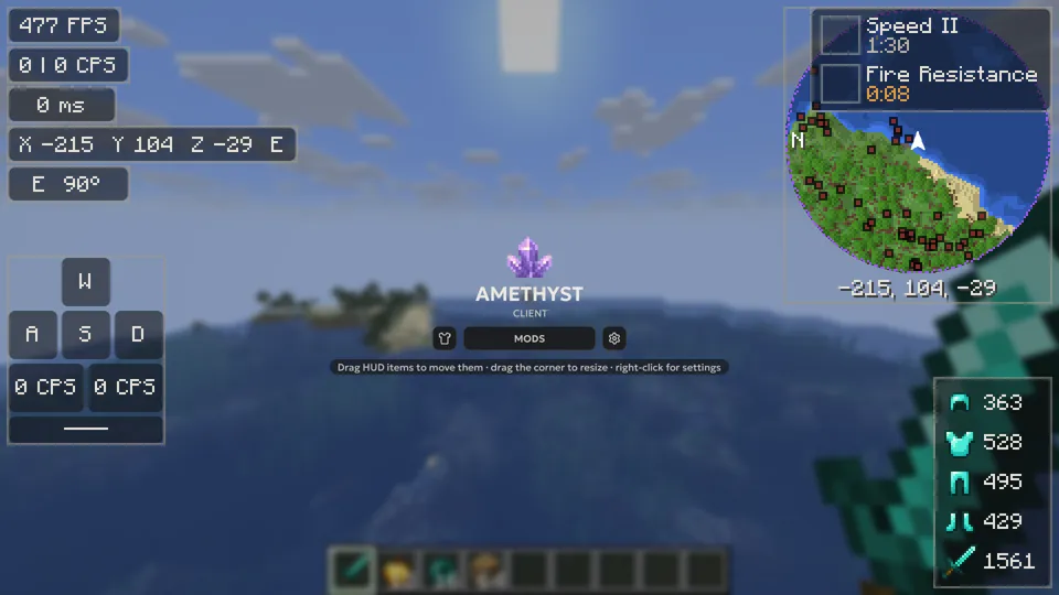The HUD editor over the game
